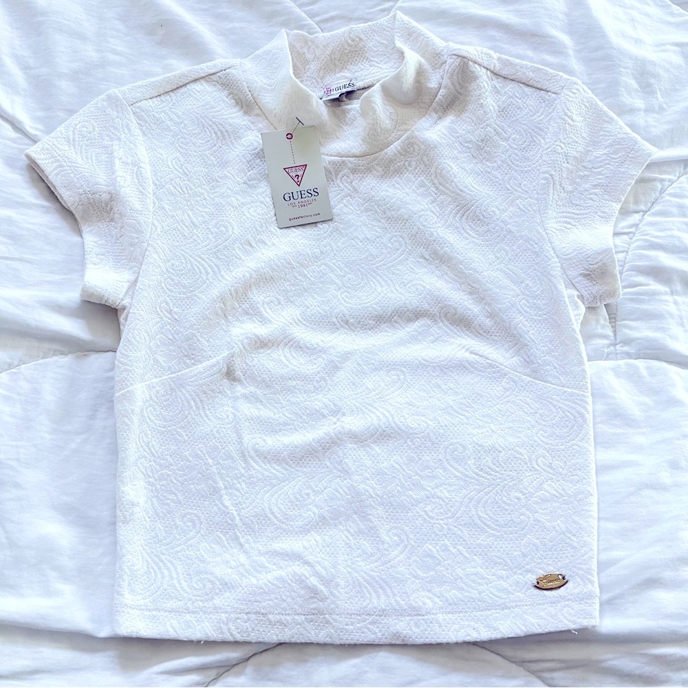 Guess - White Elizabetta Jacaquard crop Top